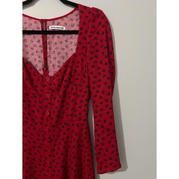 Reformation Milla Dress Women’s 4 Red Black Floral Mini - Picture 10 of 14